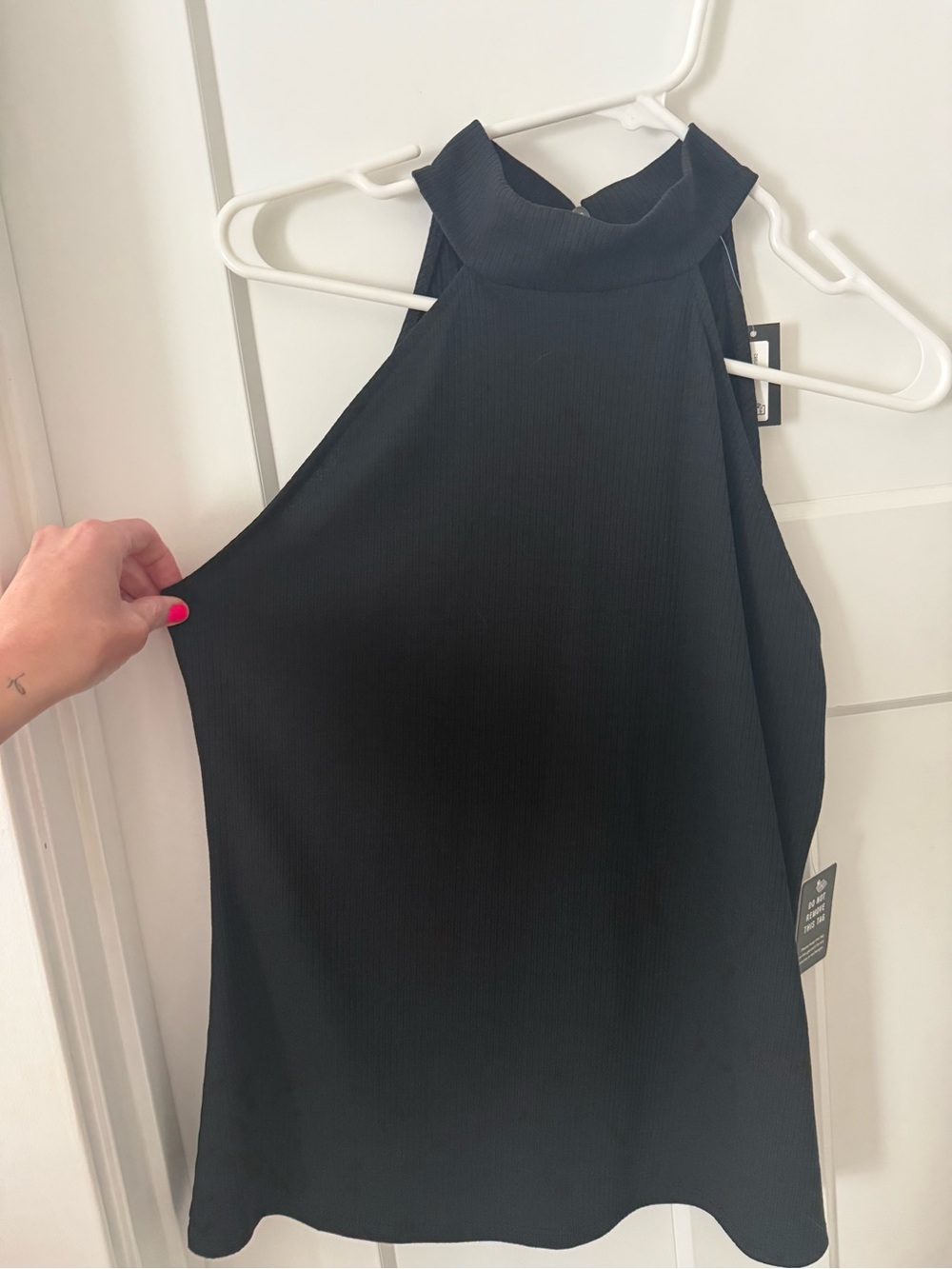 Express Black Ribbed Mock Neck Tank Top